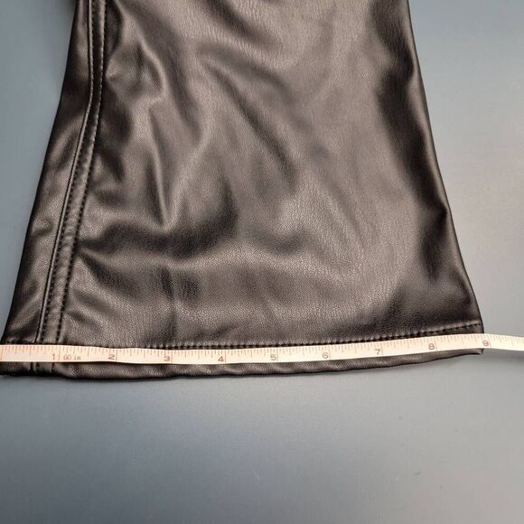 Forever 21 Black Faux Leather 70s Disco Retro Flare Pants Jeans - Picture 7 of 11